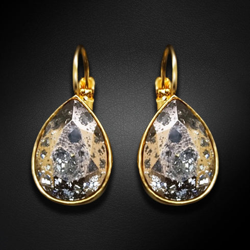 Auskarai "Kristalo Lašas (Rožinė Patina)" su Swarovski™ kristalais